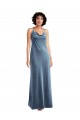 Sleeveless Cowl Neck Stretch Velvet Dusty Blue Long Bridesmaid Dress / Evening Dress Cardiff