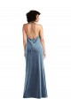 Sleeveless Cowl Neck Stretch Velvet Dusty Blue Long Bridesmaid Dress / Evening Dress Cardiff