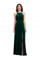 Sleeveless High Neck Stretch Velvet Dark Green Long Semi Formal Evening Dress / Prom Dress / Bridesmaid Dress Cardiff