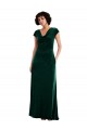Cap Sleeves Cowl Neck Stretch Velvet Dark Green Long Black Tie Evening Gown / Prom Dress / Bridesmaid Dress Cardiff