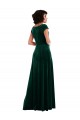Cap Sleeves Cowl Neck Stretch Velvet Dark Green Long Black Tie Evening Gown / Prom Dress / Bridesmaid Dress Cardiff