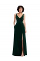 Sleeveless V-Neck Stretch Velvet Dark Green Long Bridesmaid Dress / Evening Dress Cardiff