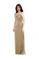 Sleeveless One Shoulder Stretch Velvet Champagne Long Black Tie Evening Gown / Prom Dress / Bridesmaid Dress Cardiff