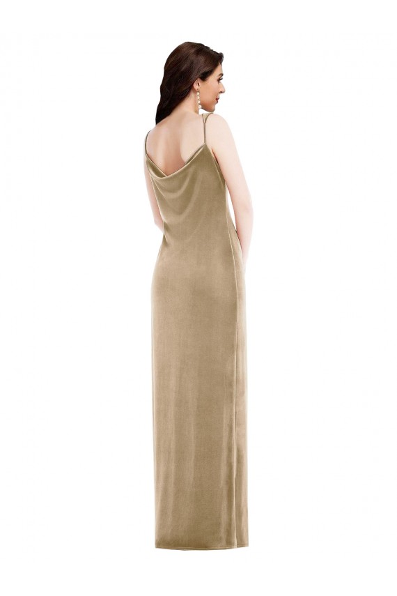 Sleeveless One Shoulder Stretch Velvet Champagne Long Black Tie Evening Gown / Prom Dress / Bridesmaid Dress Cardiff