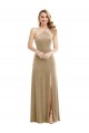Sleeveless High Neck Stretch Velvet Champagne Long Semi Formal Evening Dress / Prom Dress / Bridesmaid Dress Cardiff