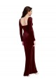 Long Sleeves Square Neck Stretch Velvet Burgundy Long Prom Dress / Bridesmaid Dress Cardiff