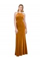 Sleeveless High Neck Stretch Velvet Gold Long Formal Evening Gown / Prom Dress / Bridesmaid Dress Cardiff