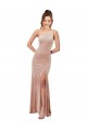 Sleeveless One Shoulder Stretch Velvet Pink Long Black Tie Evening Gown / Prom Dress / Bridesmaid Dress Cardiff