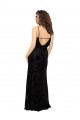 Sleeveless V-Neck Floral Velvet & Stretch Velvet Black Long Bridesmaid Dress Cardiff