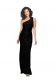 Sleeveless One Shoulder Floral Velvet & Stretch Velvet Black Long Bridesmaid Dresses Cardiff