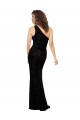 Sleeveless One Shoulder Floral Velvet & Stretch Velvet Black Long Bridesmaid Dresses Cardiff