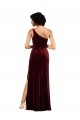 Sleeveless One Shoulder Stretch Velvet Burgundy Long Formal Evening Gown / Prom Dress / Bridesmaid Dress Cardiff