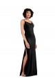 Sleeveless Cowl Neck Stretch Velvet Black Long Black Tie Evening Gown / Prom Dress / Bridesmaid Dress Cardiff
