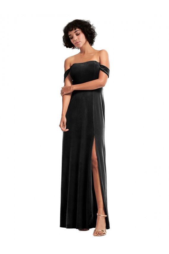 Sleeveless Strapless Stretch Velvet Black Long Formal Evening Gown / Prom Dress / Bridesmaid Dress Cardiff