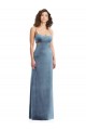 Sleeveless Square Neck Stretch Velvet Dusty Blue Long Formal Evening Gown / Prom Dress / Bridesmaid Dress Cardiff