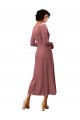 Long Sleeves V-Neck Stretch Velvet Cinnamon Rose Midi Length Black Tie Prom Dress / Bridesmaid Dress Cardiff