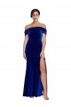 Sleeveless Off the Shoulder Stretch Velvet Royal Blue Long Formal Evening Gown / Prom Dress / Bridesmaid Dress Cardiff