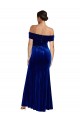 Sleeveless Off the Shoulder Stretch Velvet Royal Blue Long Formal Evening Gown / Prom Dress / Bridesmaid Dress Cardiff