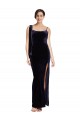 Sleeveless Square Neck Stretch Velvet Dark Navy Long Formal Evening Gown / Prom Dress / Bridesmaid Dress Cardiff