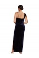 Sleeveless Square Neck Stretch Velvet Dark Navy Long Formal Evening Gown / Prom Dress / Bridesmaid Dress Cardiff