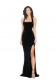 Sleeveless High Neck Stretch Velvet Black Long Semi Formal Evening Dress / Prom Dress / Bridesmaid Dress Cardiff