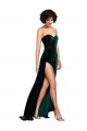 Sleeveless Sweetheart Stretch Velvet Dark Green Sweep Train Semi Formal Evening Dress / Prom Dress / Bridesmaid Dress Cardiff