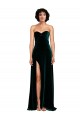 Sleeveless Sweetheart Stretch Velvet Dark Green Sweep Train Semi Formal Evening Dress / Prom Dress / Bridesmaid Dress Cardiff