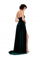 Sleeveless Sweetheart Stretch Velvet Dark Green Sweep Train Semi Formal Evening Dress / Prom Dress / Bridesmaid Dress Cardiff