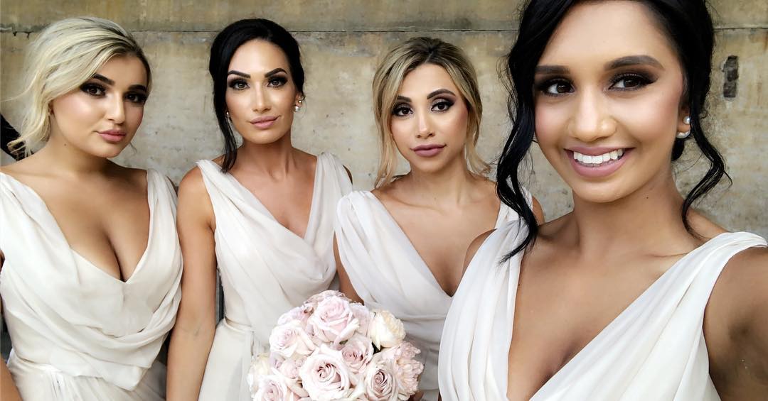 Full Length Luxe Chiffon Long Champagne bridesmaid dresses Cardiff with Sexy High Slit and Front Ruffles
